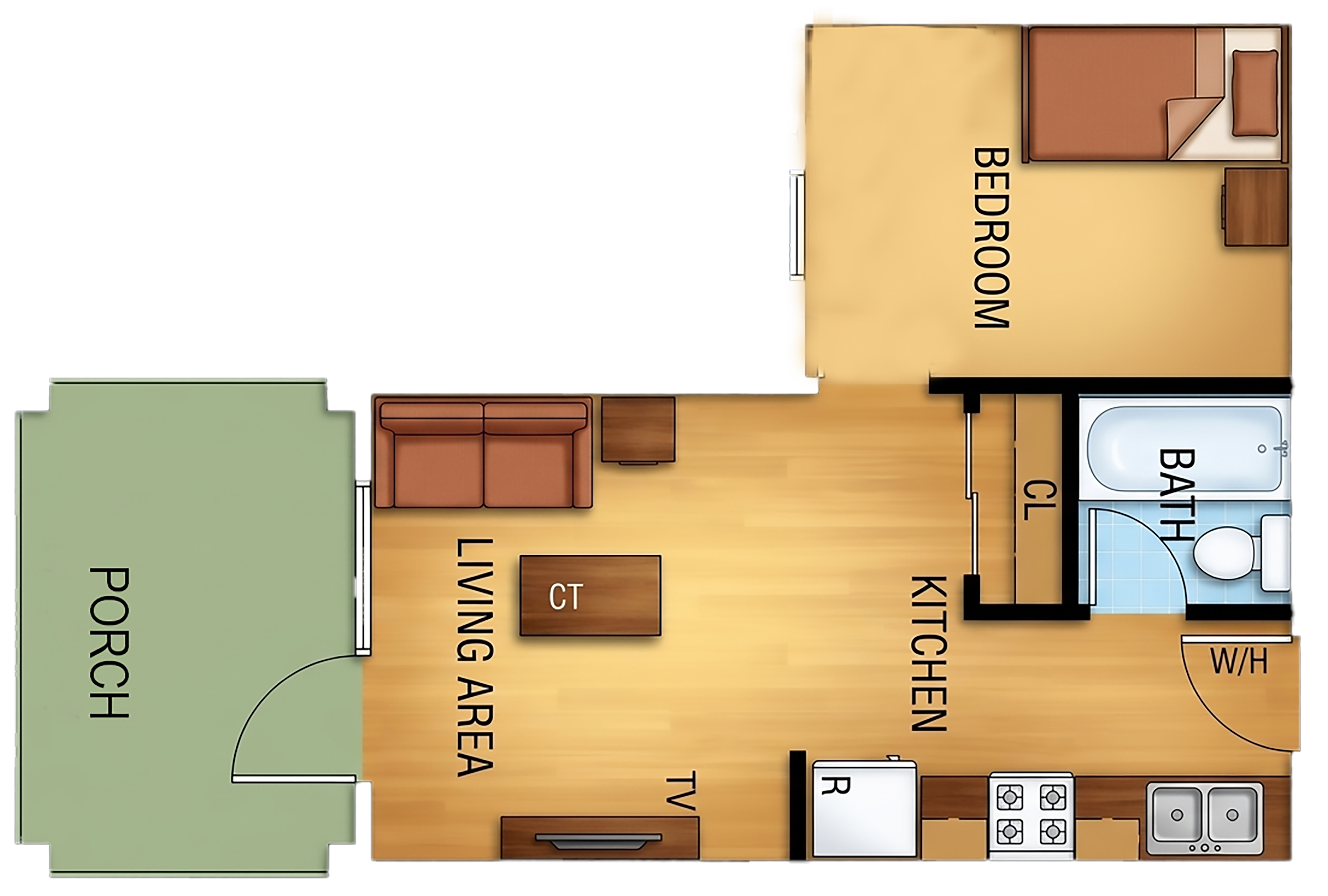 Type 2 efficiency apartment floor plan