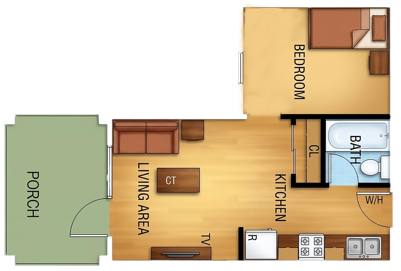 Efficiency apartment floor plan
