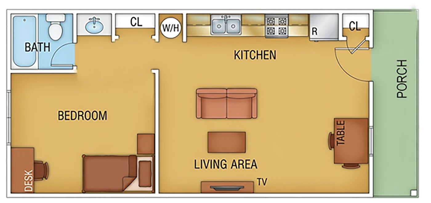 Type 6 studio and loft apartment floor plan