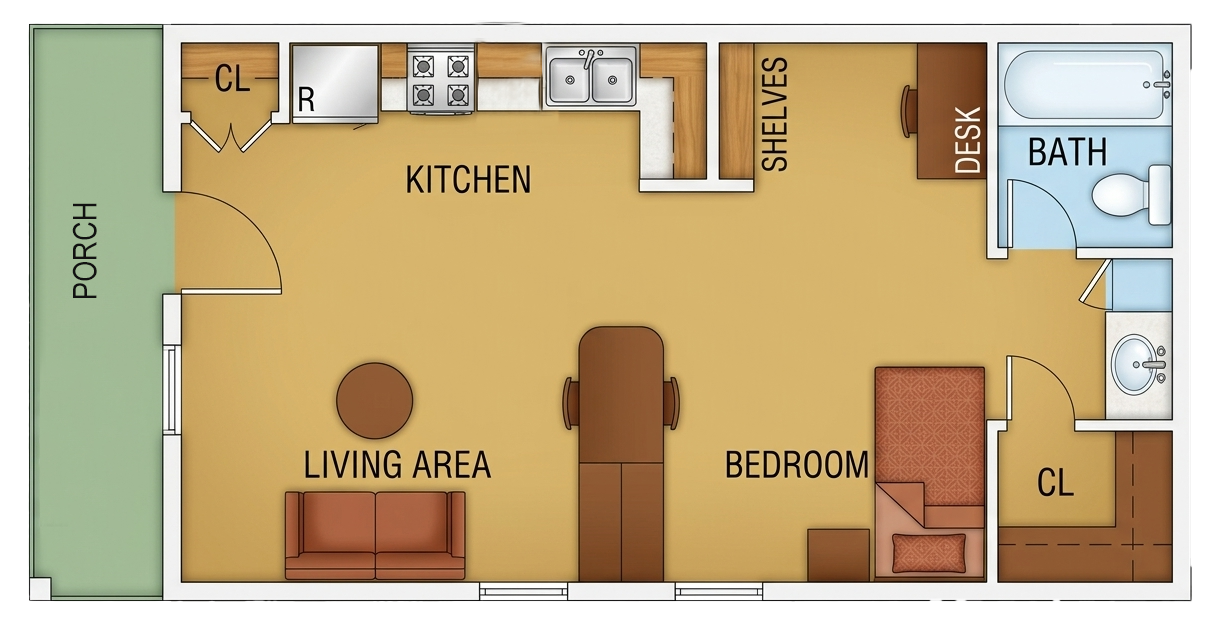 Type 7 studio apartment floor plan